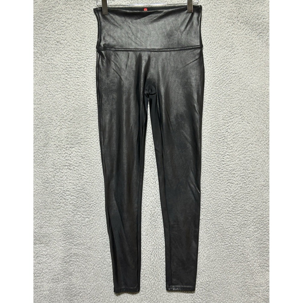 Spanx Leggings Womens L Black Fauxâ Leather Slimming City Y2K Concert EUC